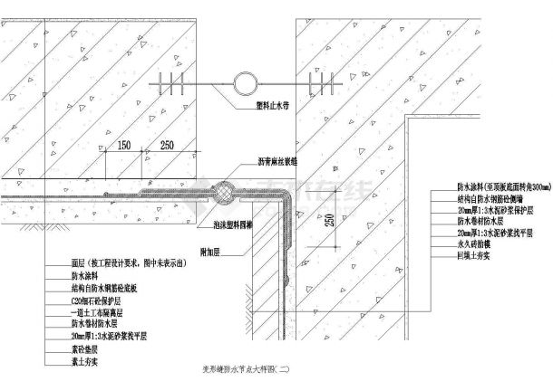 变形缝防水节点大样图(二)CAD施工图设计